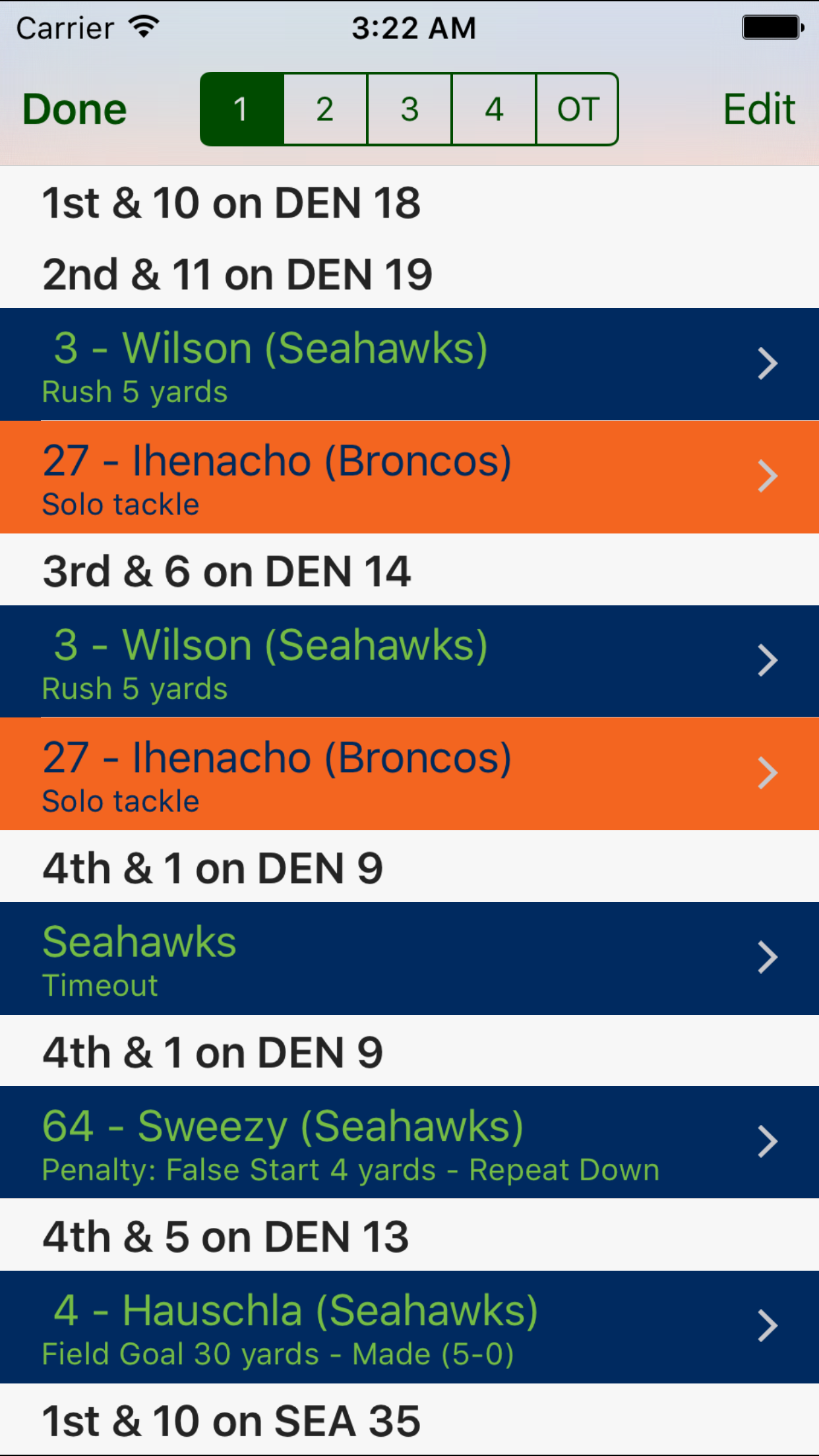 iTouchdown Football Scoring
