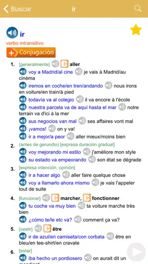 Captura de pantalla de Diccionario Francés/español en iPhone 2