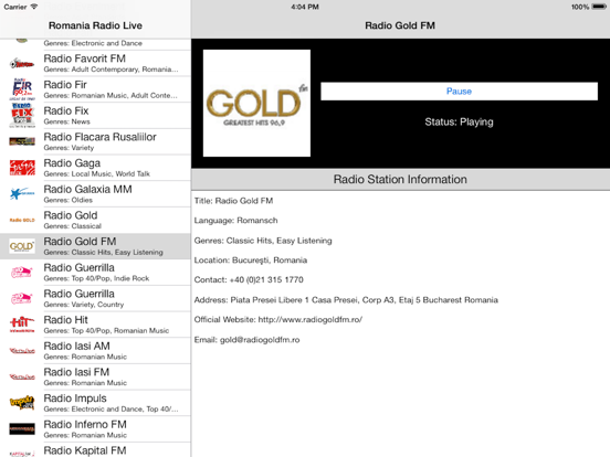 Romania Radio Live Player (Romanian / român) iPad screenshot