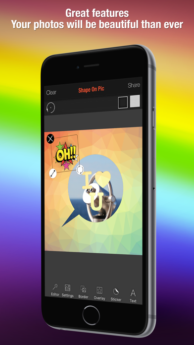 Shape Over Pic Cool Text & Photo Editor - Adding overlay silhouette symbol mask to picture screenshot 3