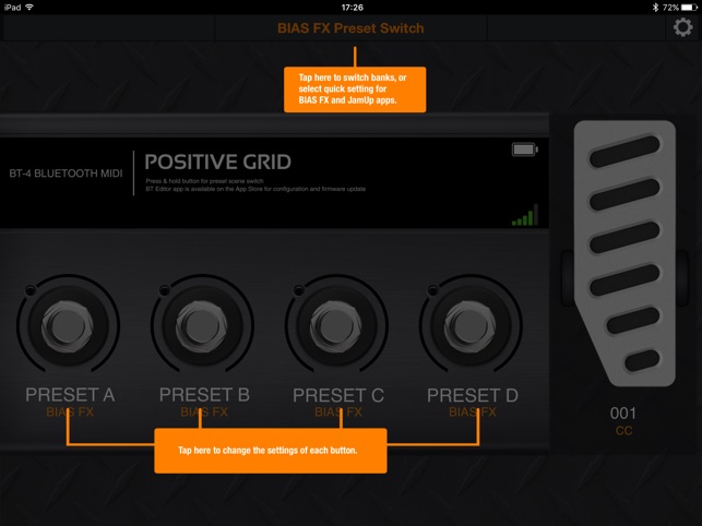 BT Bluetooth MIDI Pedal Editor」をApp Storeで