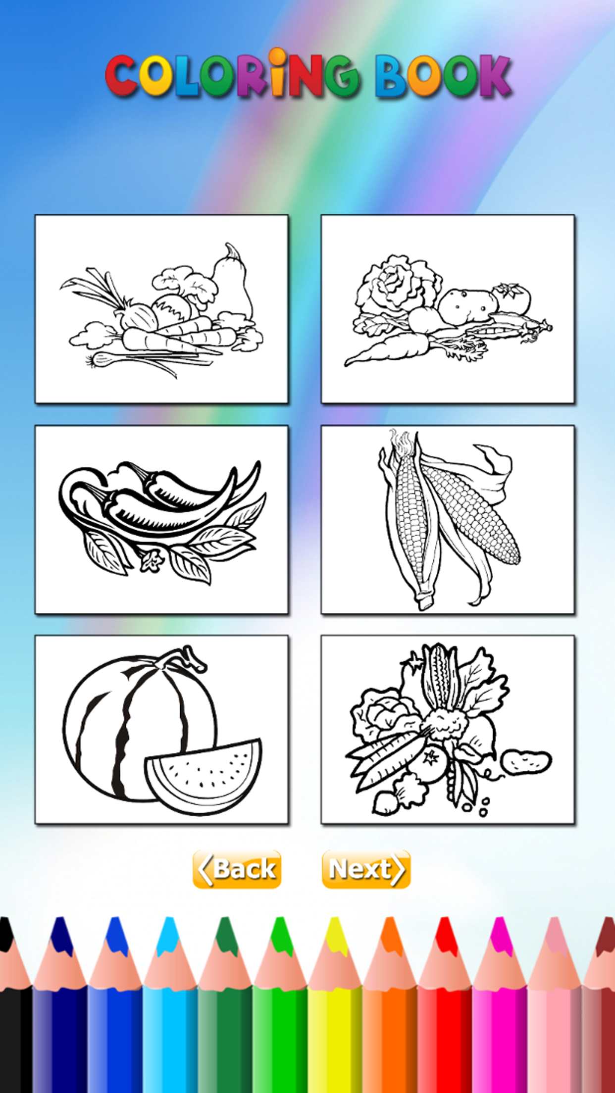 The Vegetable Coloring Book for Children: Learn to color the world of food, fruits and vegetables