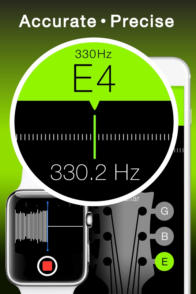 Free Guitar and String Instruments Chromatic Tuner with Tone Generator - Apple Watch Edition screenshot 3