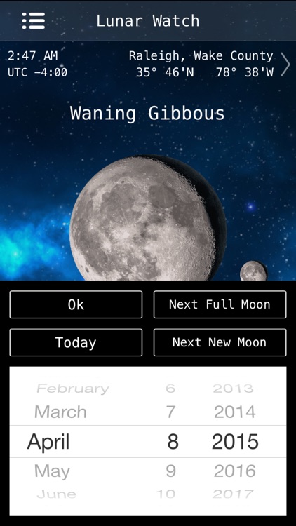 Lunar Watch moon phase calendar