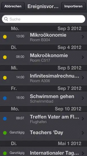 Screenshot von XCalendar auf dem iPhone 4