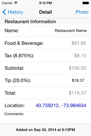 Dining Tip Calculator screenshot 3