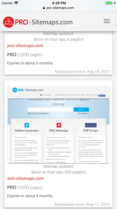Screenshot 1 of Pro Sitemaps App