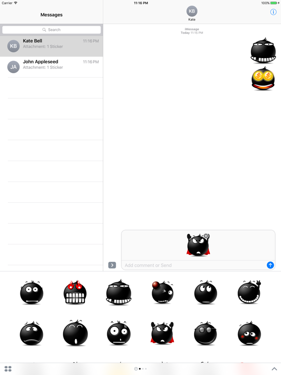 Screenshot #4 pour Black Emoji Sticker Pack for iMessage