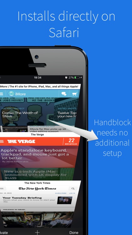 Handblock - Peace browsing without ads & trackers screenshot-0