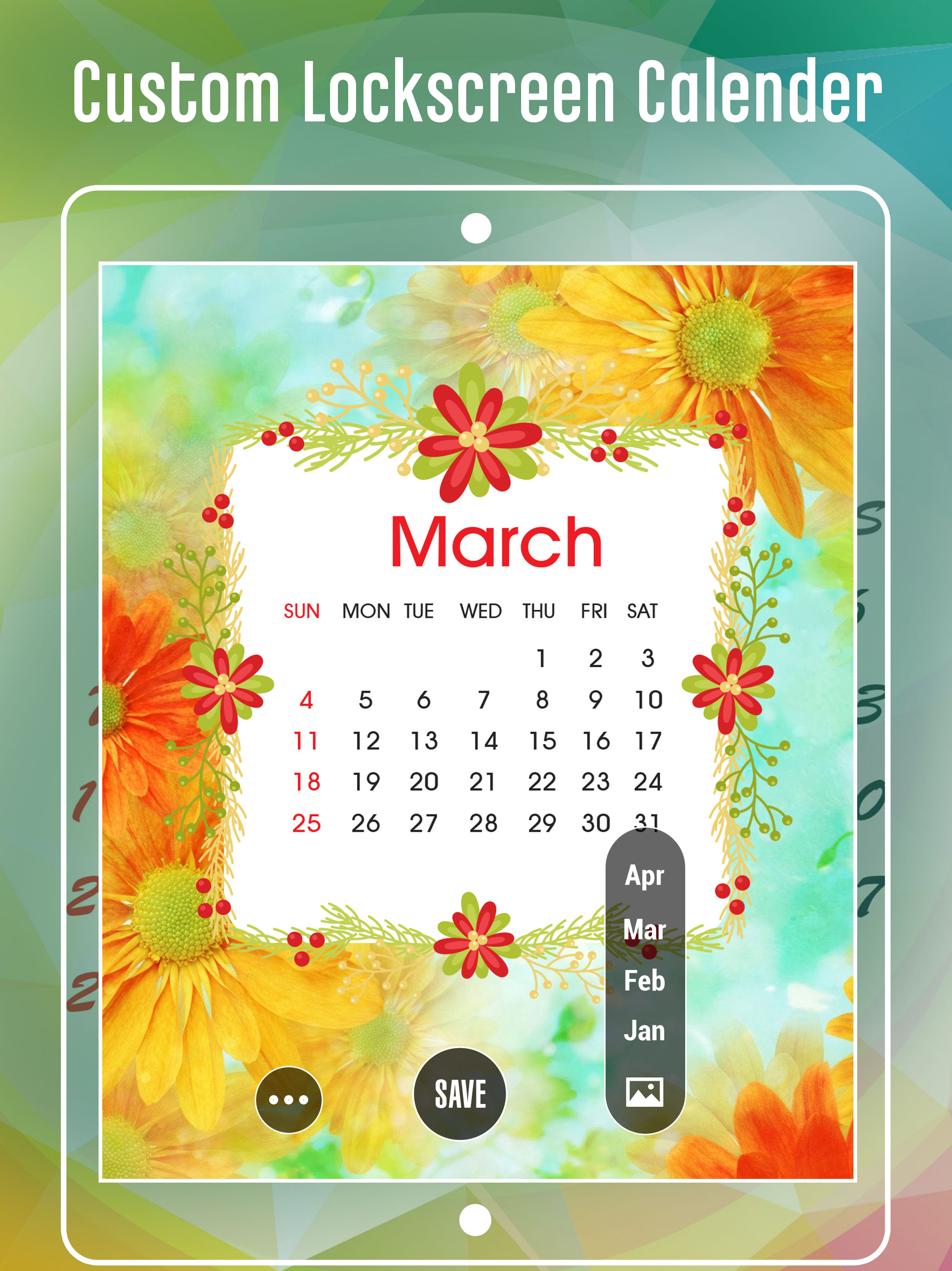 Lock screen Calendar Themes