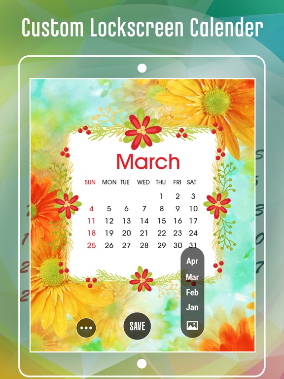 Lock screen Calendar Themes iPad screenshot 1 - Shopping app
