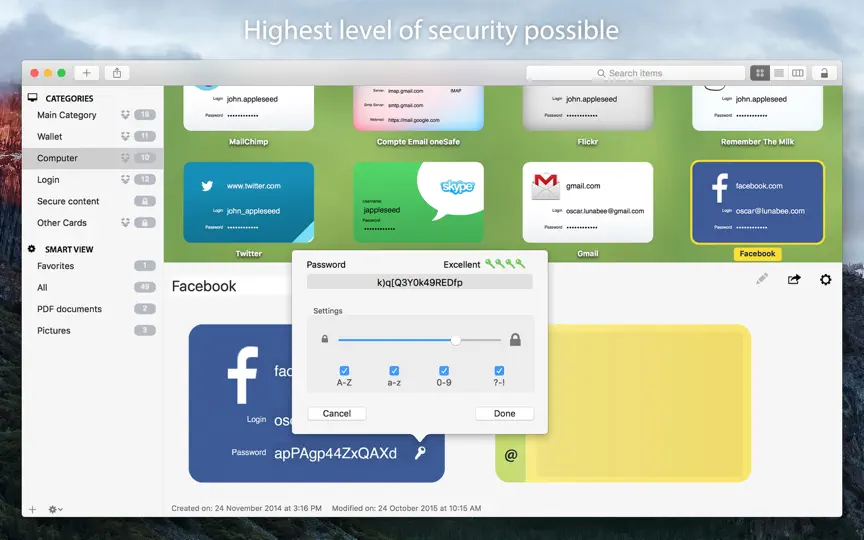 Скриншот OneSafe на iPhone 5