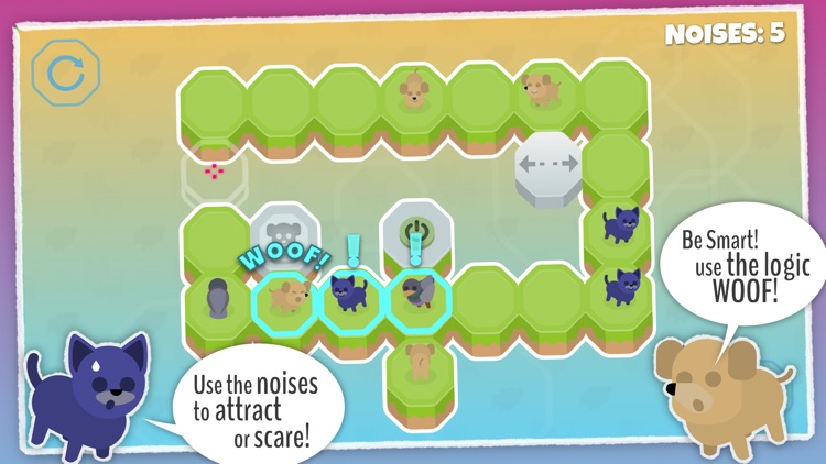 Noisymals, logic challenges with dogs and cats