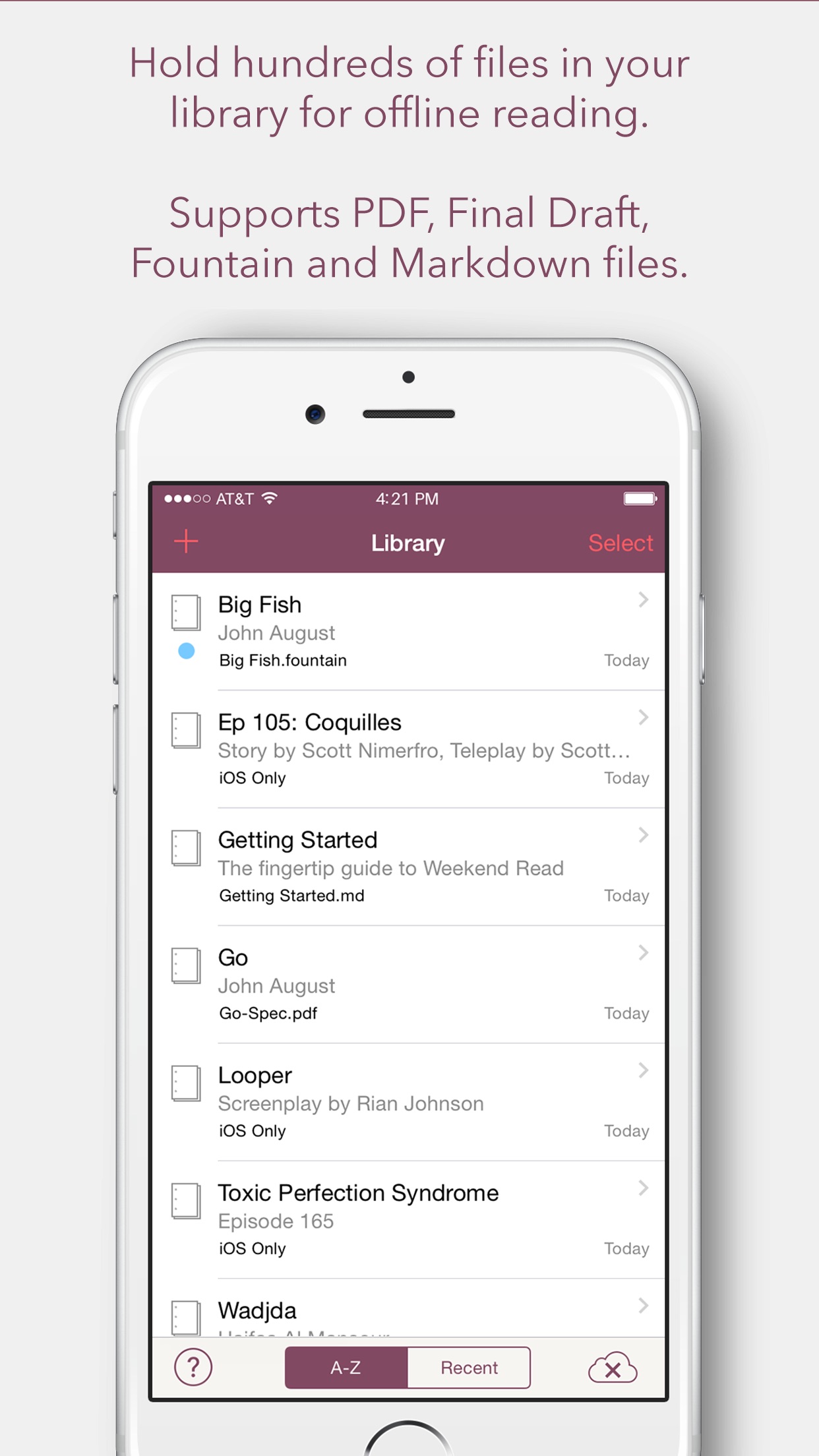 Screenshot do app Weekend Read