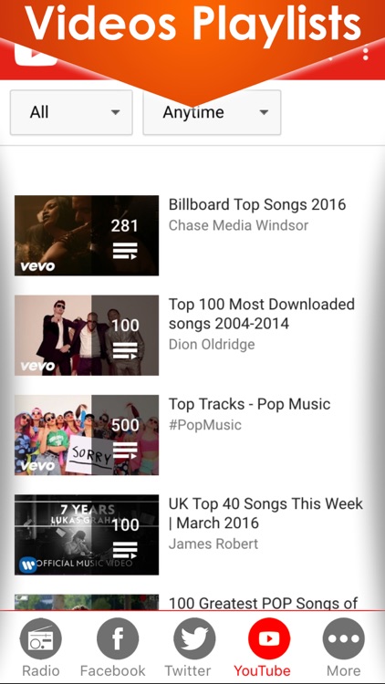 Free music hits player . Listen to online live internet radio stations and DJ playlists of the top 100 music hits from all genres screenshot-3