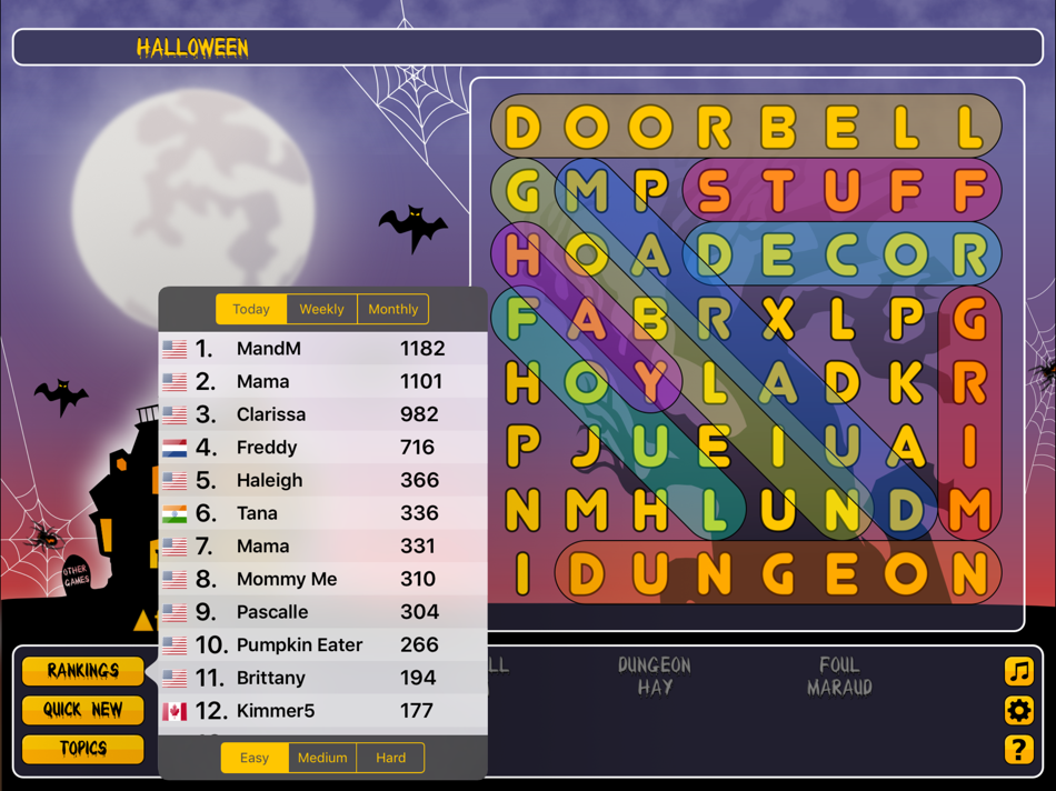 #5. WordSearch Halloween HD (iOS) 由: AFKSoft