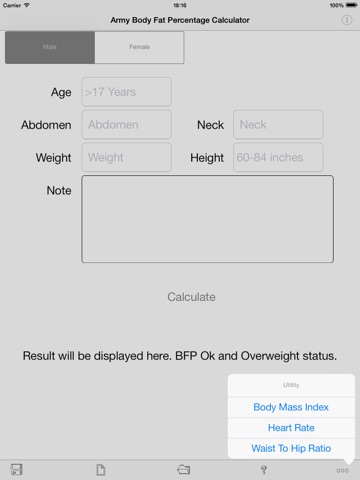 Army Body Fat Percentage Calculator for iPad screenshot 3