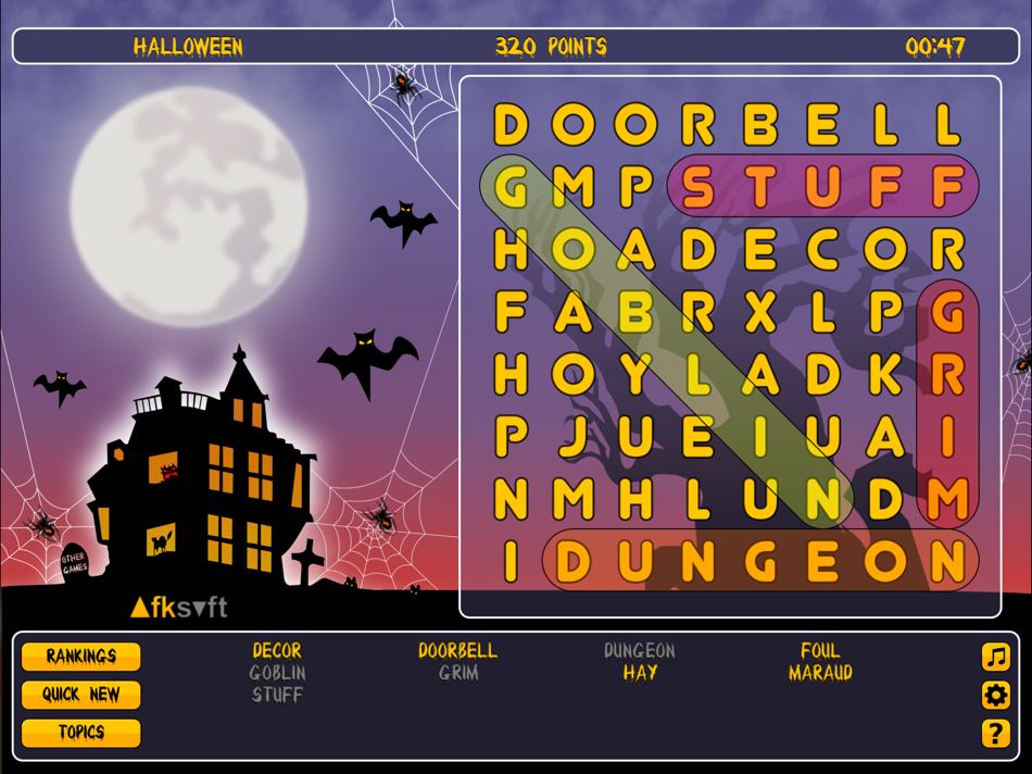 #3. WordSearch Halloween HD (iOS) 由: AFKSoft