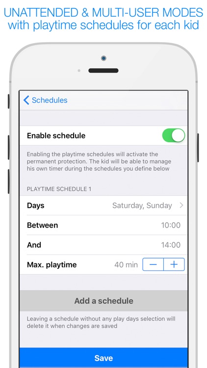 Screen Time Limit for Parents - Playtime Kid Crono