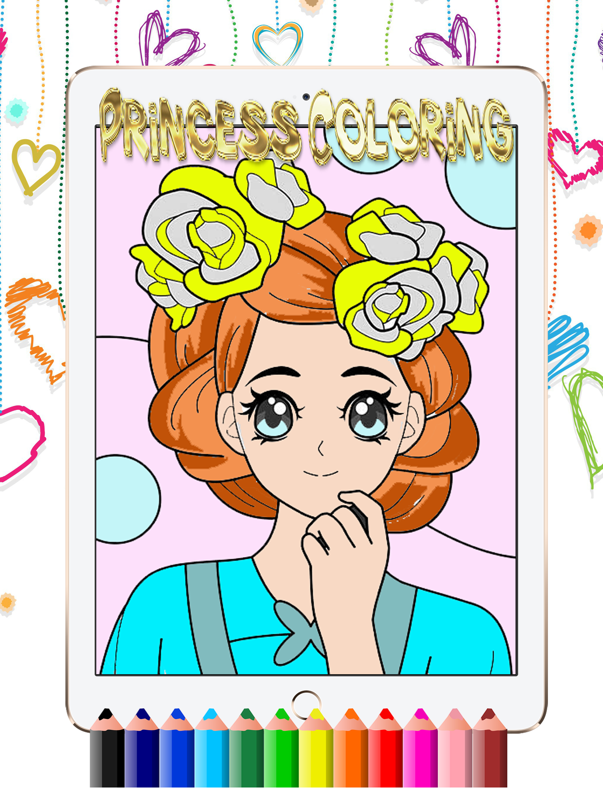 princess cute coloring pages - Games learning painting drawing for kids free screenshot 5