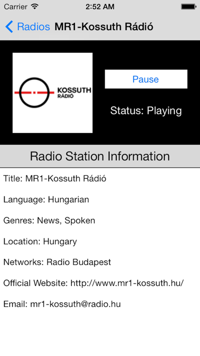 Hungary Radio Live Player (Magyarország rádió) screenshot