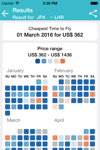 Cheap Flights Calendar screenshot 2