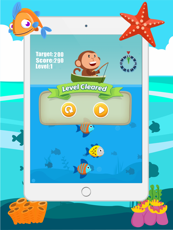 Monkey Fishing Catch Big Fish Game For Kids iPad screenshot