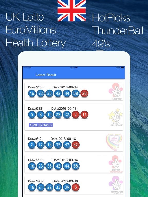 Screenshot #4 pour UK Lotto Thunderball 49 EuroMillions Health