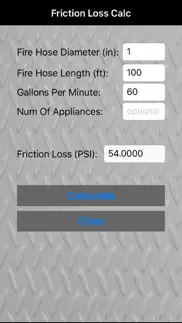 friction loss calc iphone screenshot 1