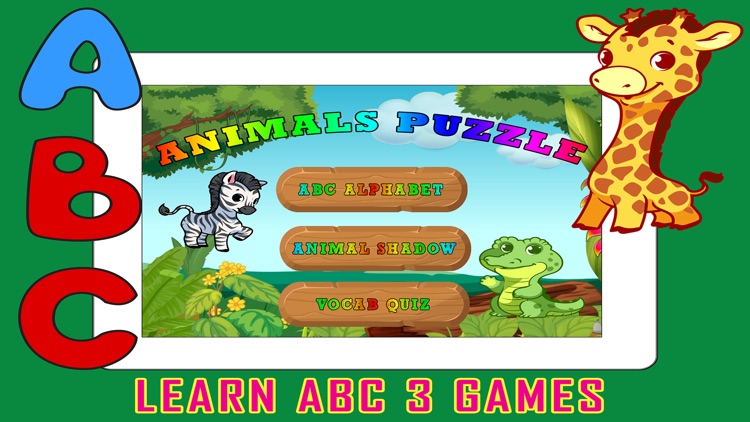 ABC Animals Shadow Puzzle - Vocabulary Quiz Games
