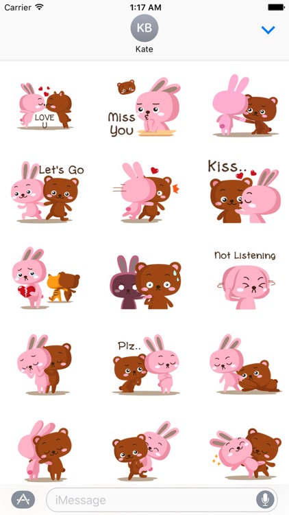 Bear and Rabbit Love LoveMoji