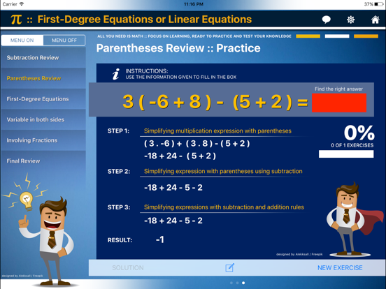 First Degree Equation : ax+b=c iPad screenshot