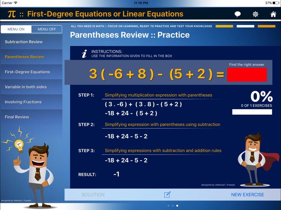 #3. First Degree Equation : ax+b=c (iOS) 게시자: Paulo Narra