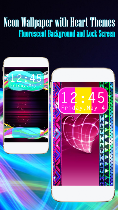 蛍光バックグラウンドにを回し 心をテーマにしたネオンの壁紙 Iphoneアプリ Applion