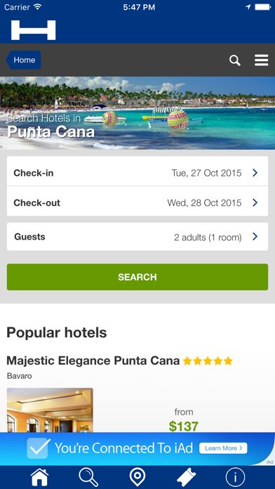 Punta Cana Hotels + Compare and Booking Hotel for Tonight with map and travel tour Screenshot
