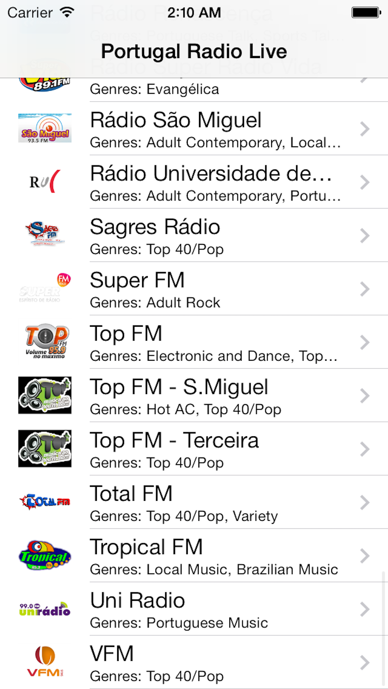 Portugal Radio Live Player (Portuguese / português / língua portuguesa) screenshot 3