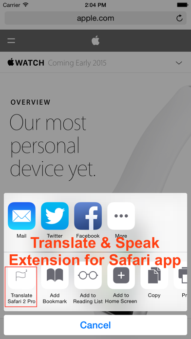 TranslateSafari 2 Pro - Translate & Speak Extension for Safari Screenshot 1