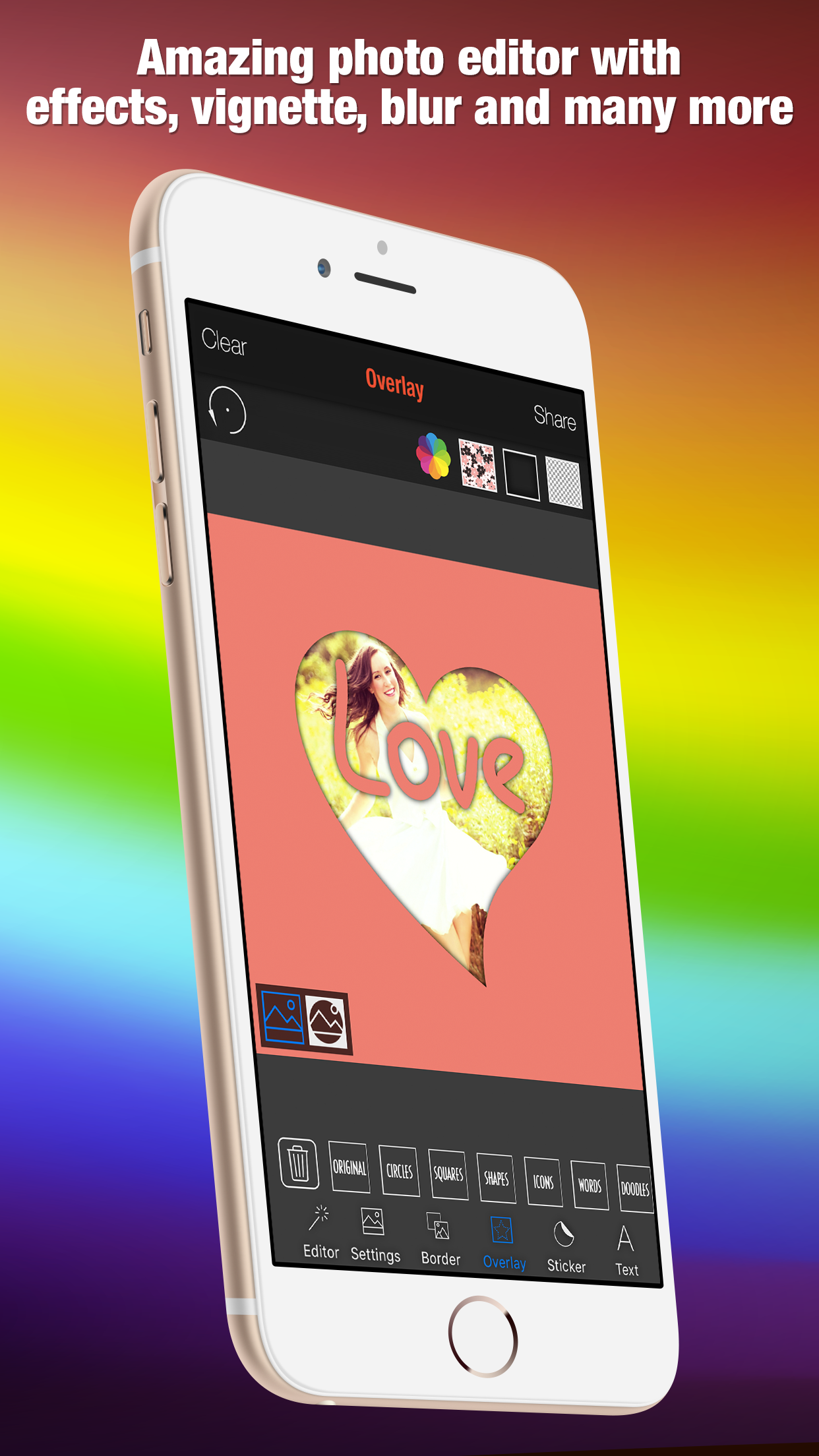 Shape Over Pic Cool Text & Photo Editor - Adding overlay silhouette symbol mask to picture screenshot 4