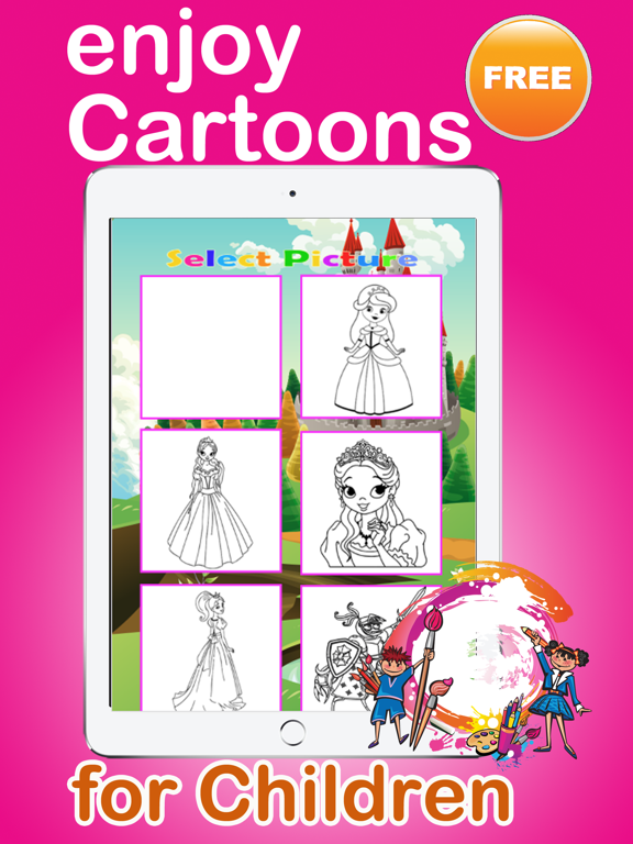 Girls Princess Coloring Pages Education Game iPad screenshot