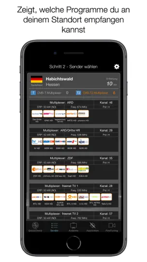 Screenshot von DVB-T2 Finder auf dem iPhone 5