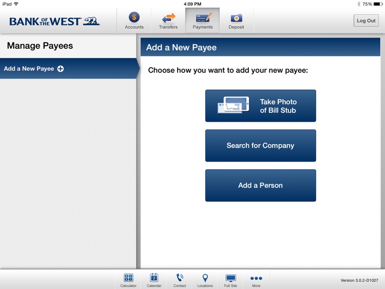 Bank of the West Mobile Banking iPad App