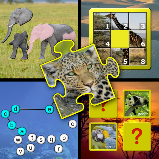 Kids animal puzzle and memory skill games app icon