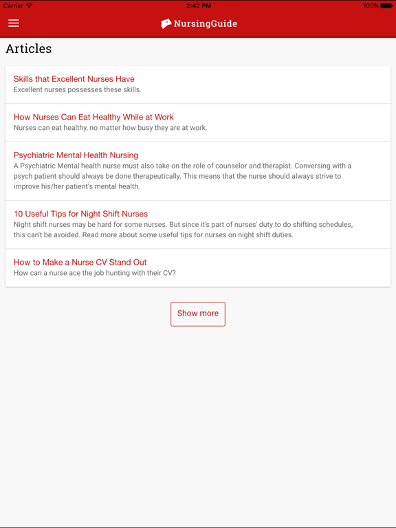 Nursing Guide App iPad screenshot