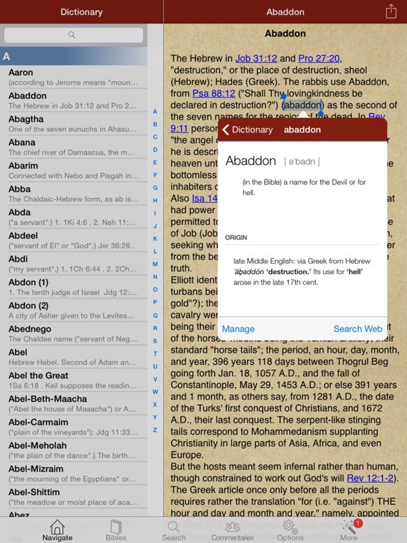 4001 Bible Dictionary iPad screenshot