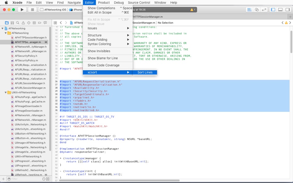 #1. xcsort (macOS) 由: Daniel Lazarenko