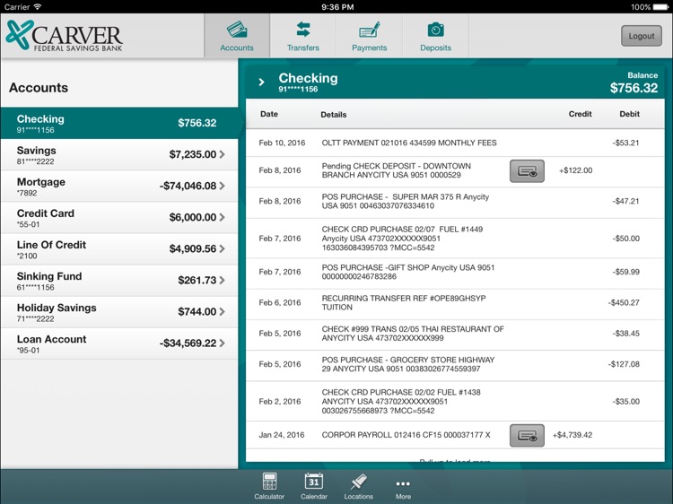 Carver Federal Savings Bank for iPad
