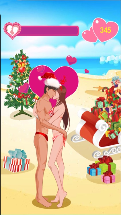 Christmas Beach Couple Kiss Love screenshot-3
