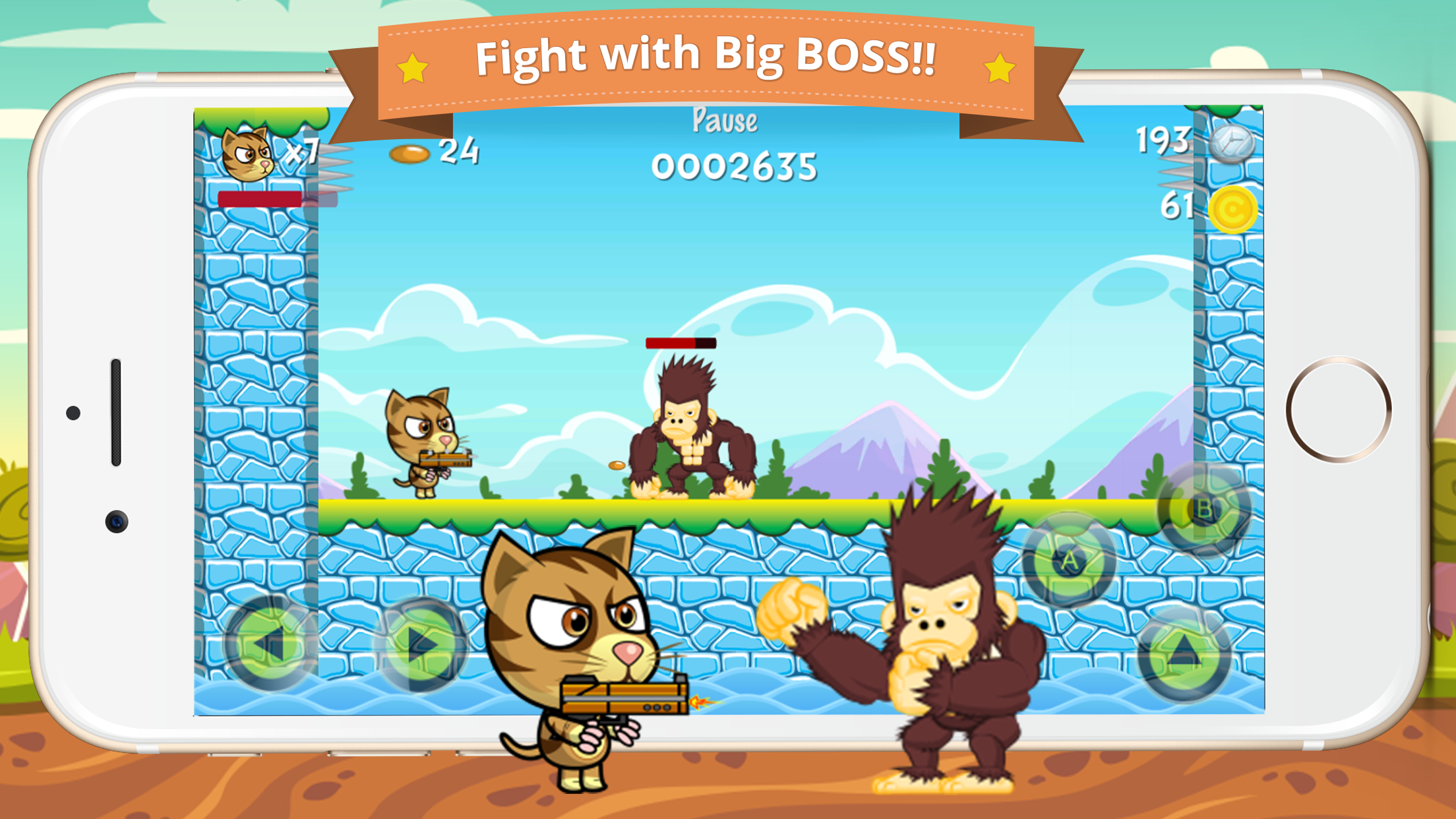 Cat Brothers Platform Bullet VS Gorilla Ape Kong screenshot 3