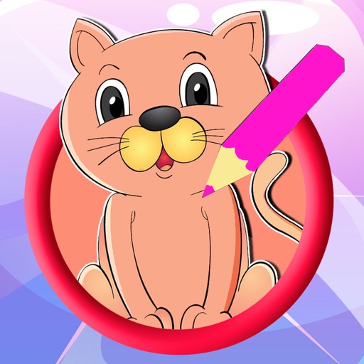 Hello Cat Pet Coloring Page Game Free Education Icon