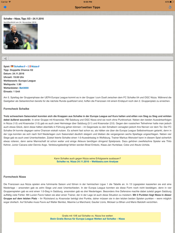 Sportwetten Tipps der Wettbasis iPad screenshot 5 - Sports app